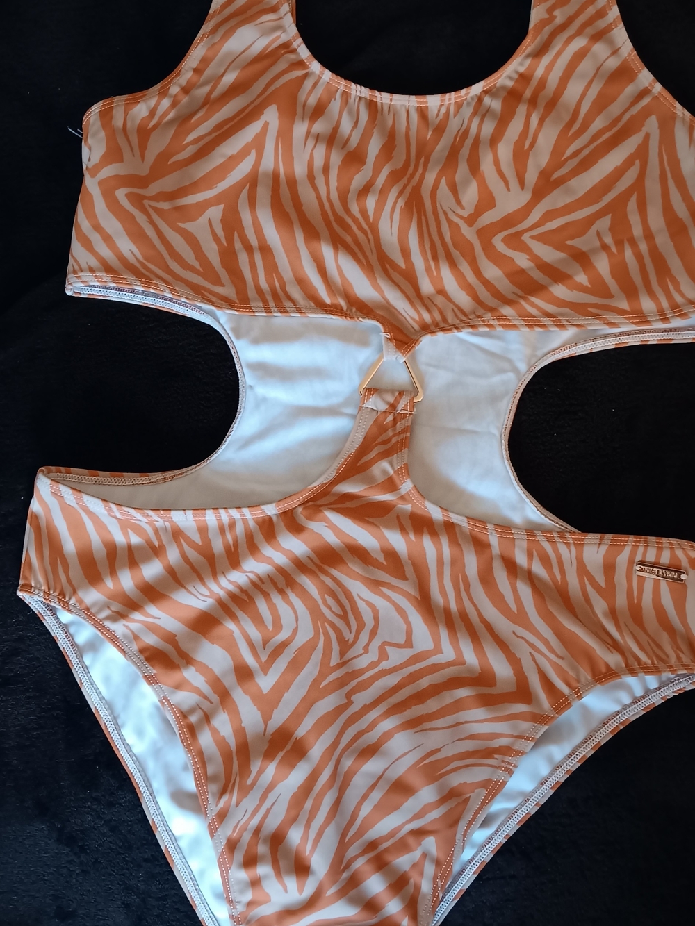 Nia Lynn Sports Illustrated Orange Zebra Cutout One-Piece Women's Size L NWT - Picture 4 of 6